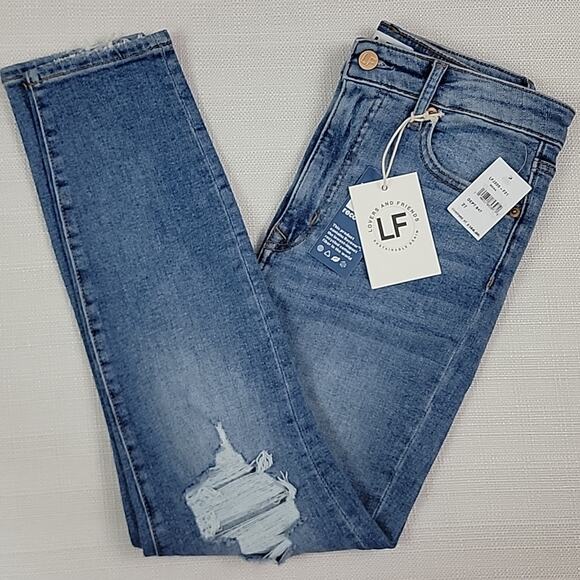 Lovers + Friends Womens Mason High Rise Skinny Cropped Denim Jeans in Miramar 27 - Picture 1 of 16